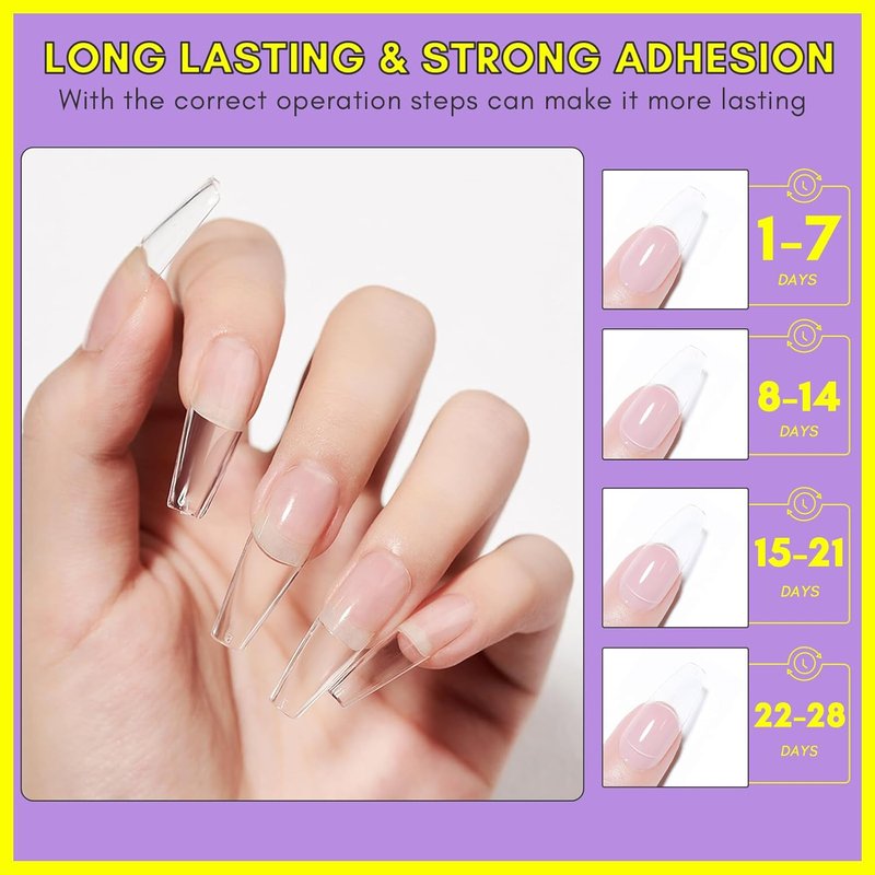 Makartt Gel Nail Glue: 3 in 1 Nail Glue Acrylic Nails Extension Super Strong Adhesive Bond Long Lasting Brush on Glues for Tips, Base Coat & Slip Solution, & Stick Rhinestone, Curing Needed, 2pcs 15ml