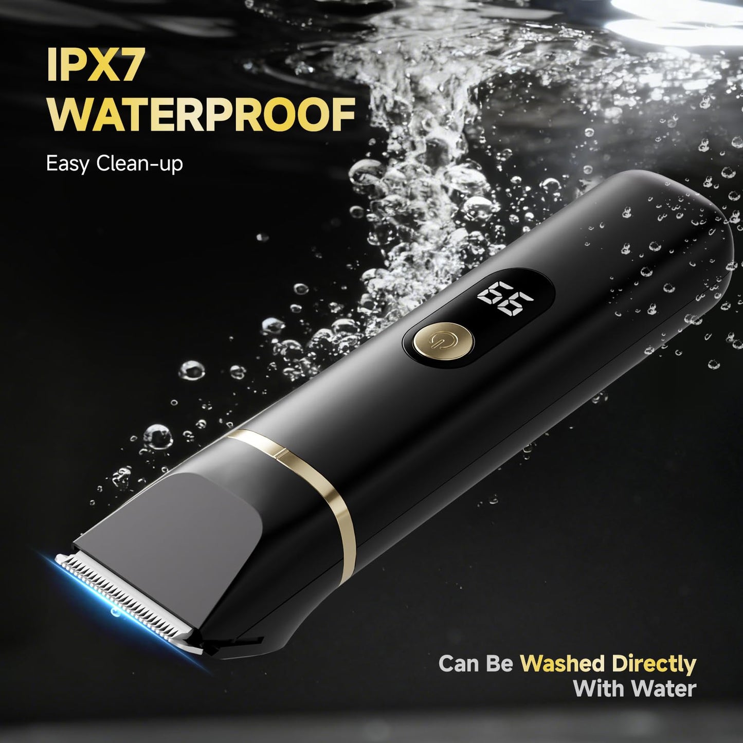 tiovara Beard Trimmer for Men, IPX7 Waterproof Body Hair Trimmer Electric Razor Shaver Body Grooming Kit Wet/Dry Use for Groin, Nose, Ear Hairs, Beard, Legs, Chest (Black)