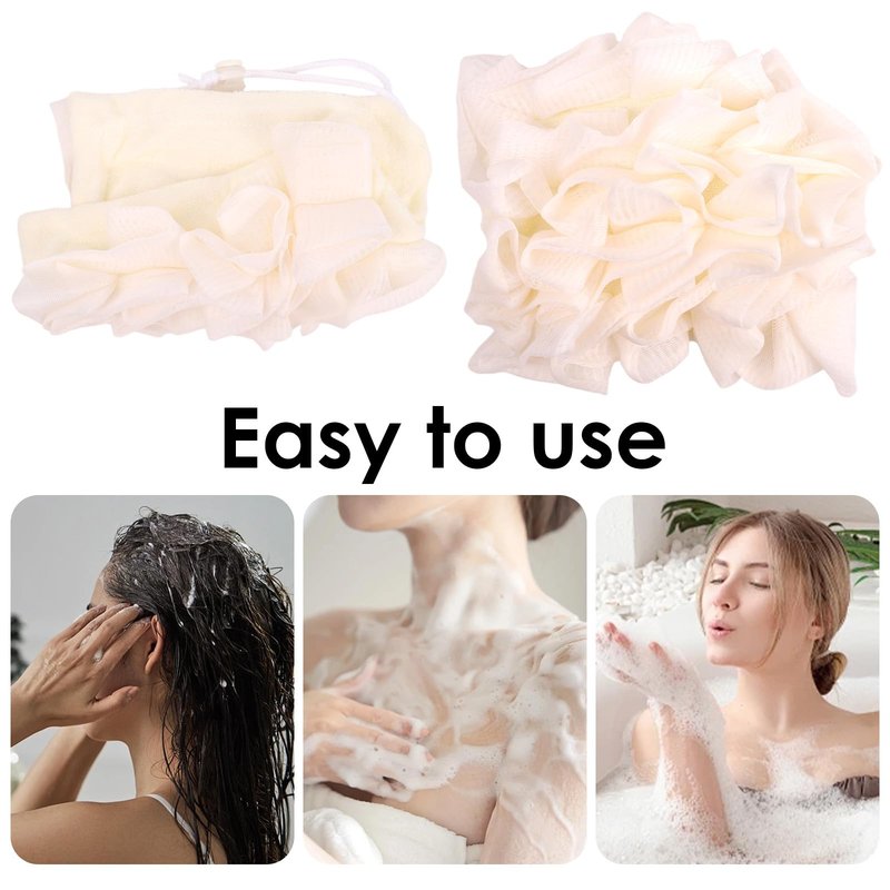 DADERXY 4 Pcs Loofah Washcloth for Bar Soap, 2 in 1 Reusable Machine Washable Loofahs Combo, Bar Soap Loofas Pouch Wash