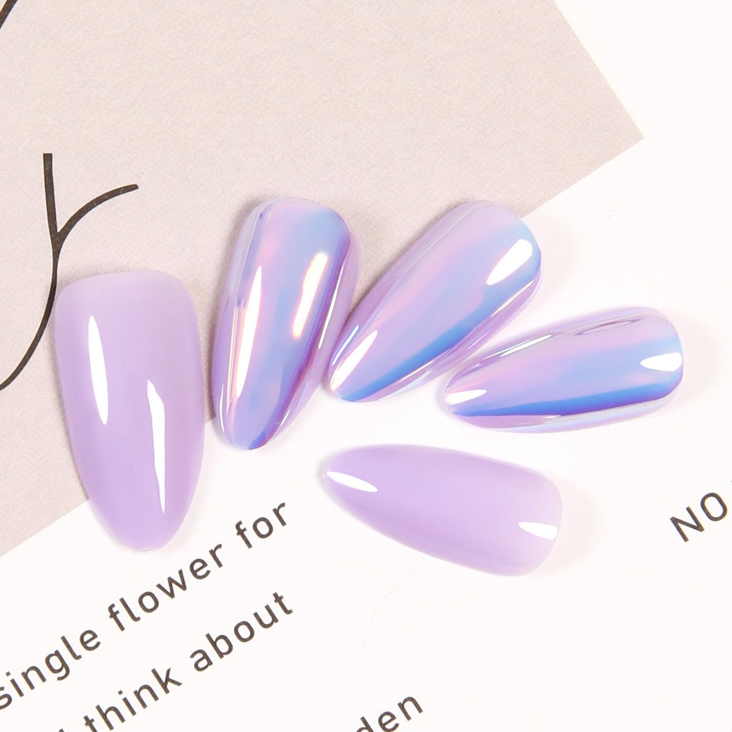 Withered Hnad Press On Nails - Semi-Transparent Glitter Short Almond False Nails, Reusable Stick On Fake Nails with Glue | Salon Quality - 24 Nails Kit