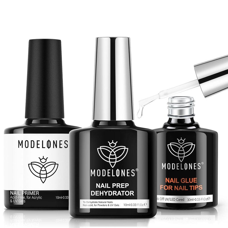 Modelones 10-In-One Gel Nail Glue - Long-Lasting Adhesive with Dehydrator & Primer for Acrylic Nails