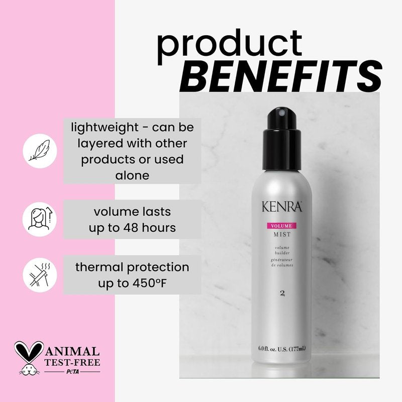 Kenra Professional Volume Mist 2 - Lightweight Volume Builder | Thermal Protection for All Hair Types | 6 fl. oz.