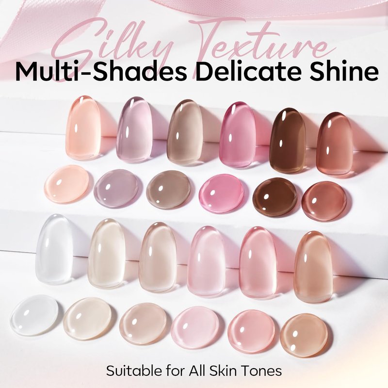 Modelones 15ML 12Pcs Gel Nail Polish Set, Same Color Same Bottle Nude Pink Milky White Beige Skin Tones Neutral Brown Hema-free Gel Polish Kit Spring Soak Off Gel Polish Set Manicure Nail Art