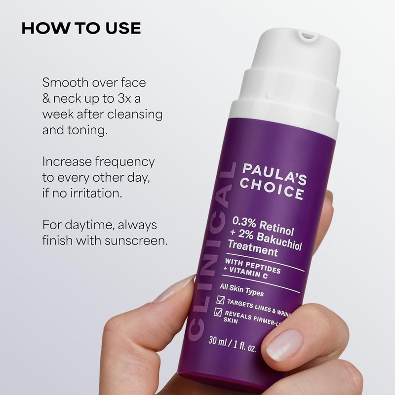 Paula's Choice Clinical Retinol & Bakuchiol Face Serum - Anti-Aging Treatment for Deep Wrinkles, 1 oz