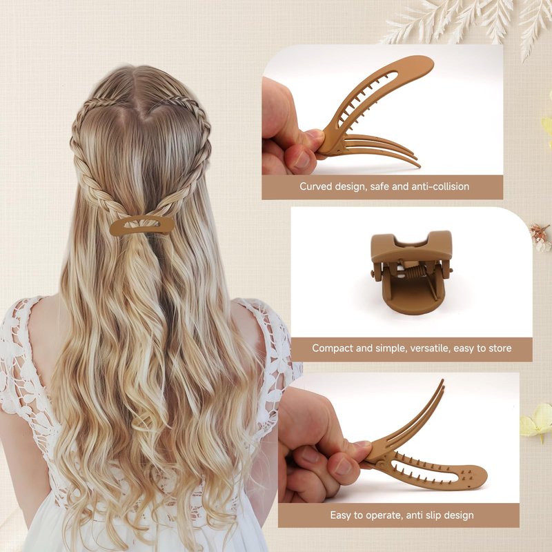 Maeups Flat Hair Clips for Women - 12 Pack Matte Non-Slip Flat Claw Clips for Thin Hair, 6 Colors Daily Use Hair Clips Flat Design Comfort Clips