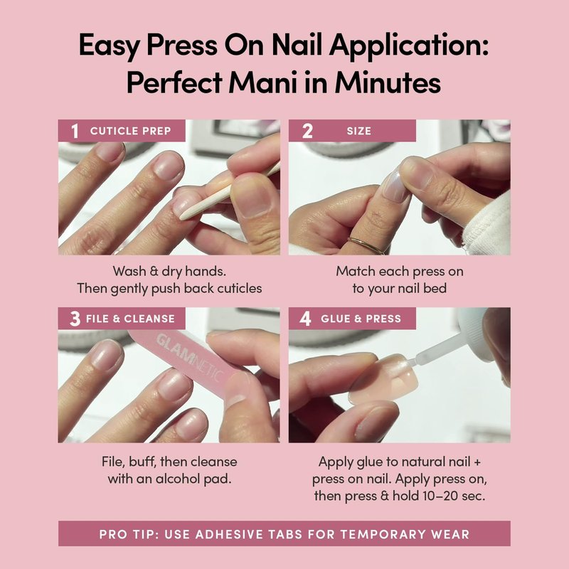 Glamnetic Press On Nails - Short Almond Bright Orange Design with Olives & Lemons | 30 Nail Kit with Glue - Salon Quality Summer Nails