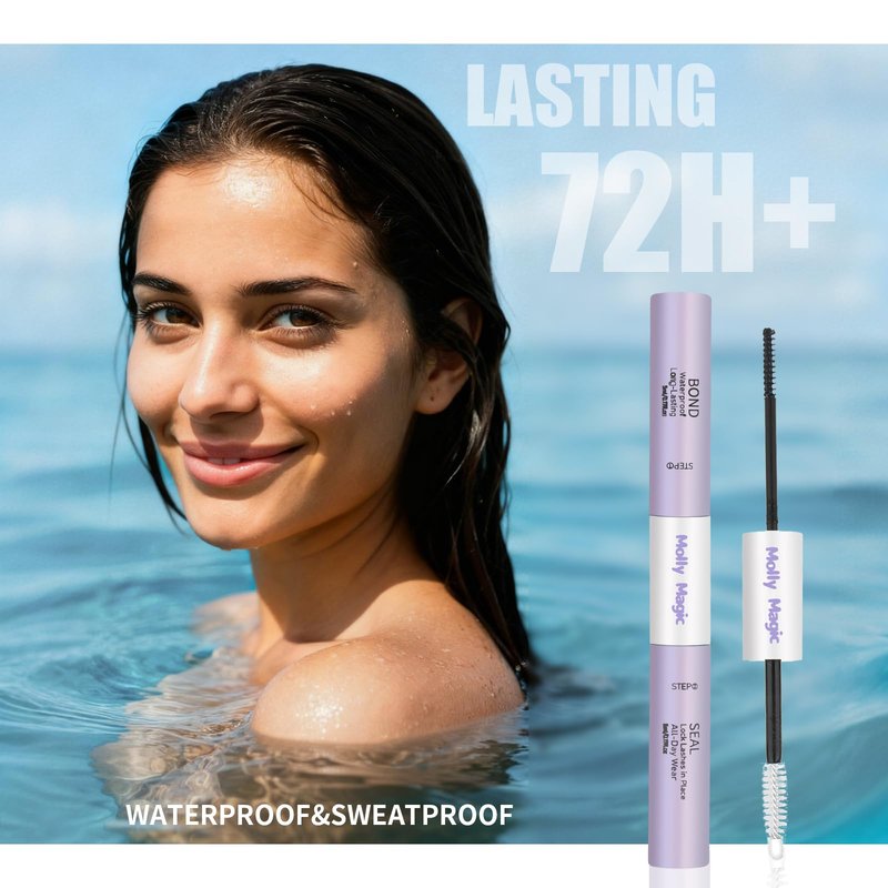 Molly Magic Lash Bond and Seal and Remover kit,Waterproof for Lash Clusters, 150H Super Hold, Long-Lasting extention and Non-Irritating Eyelash Glue for DIY at Home.