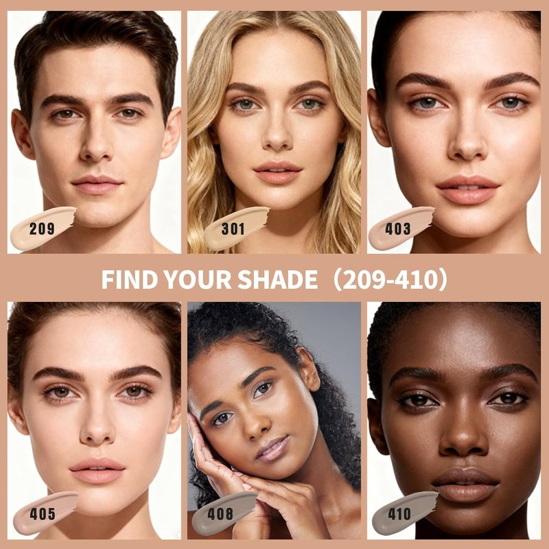 Skiennix 6-in-1 Makeup Foundation - Matte + Poreless Liquid with 1% Hyaluronic Acid | Glowing Finish, 301 Medium