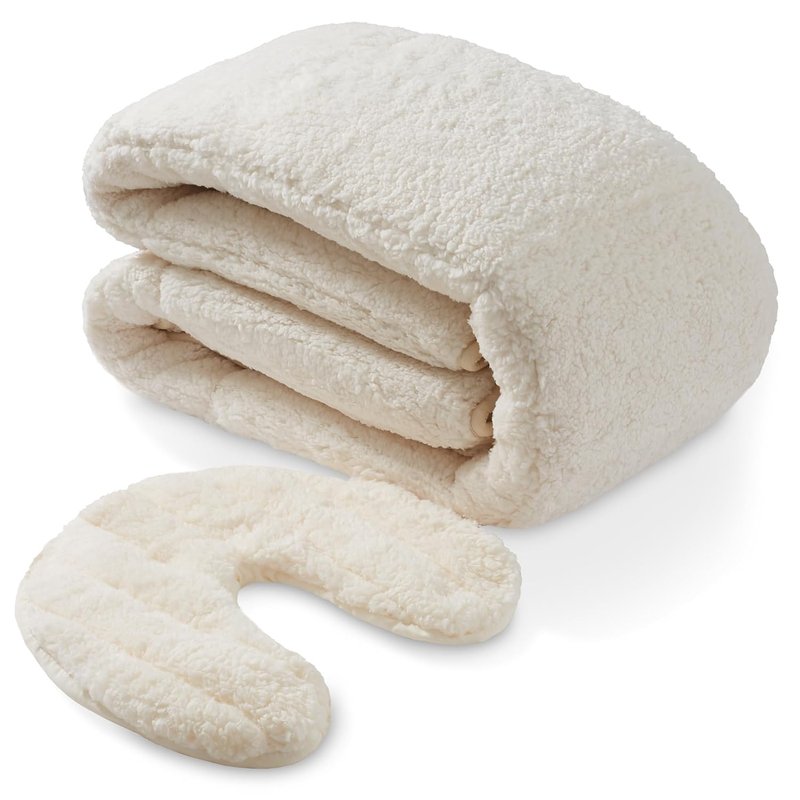 Saloniture Fleece Massage Table Pad & Face Cradle Set - Soft 1/2" Thick Quilted Cover - Natural Color