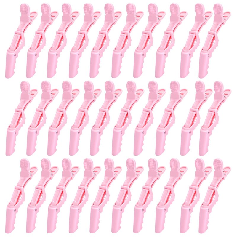 Alligator Hair Clips - 30 Pcs Thick Hair Styling Clips with Wide Teeth & Double-Hinged Design | Pink
