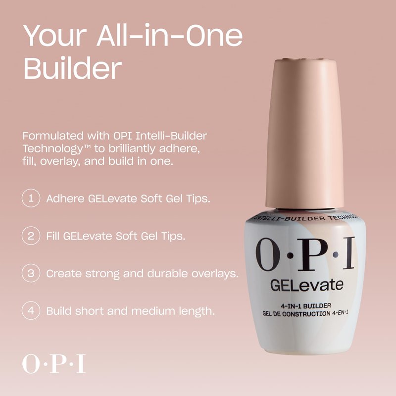 OPI GELevate 4-in-1 Nail Builder Gel | Blank Canvas, Soft White Color with Shimmer Finish | UV Cure Gel Builder Nail Polish | Vegan | 15 ML