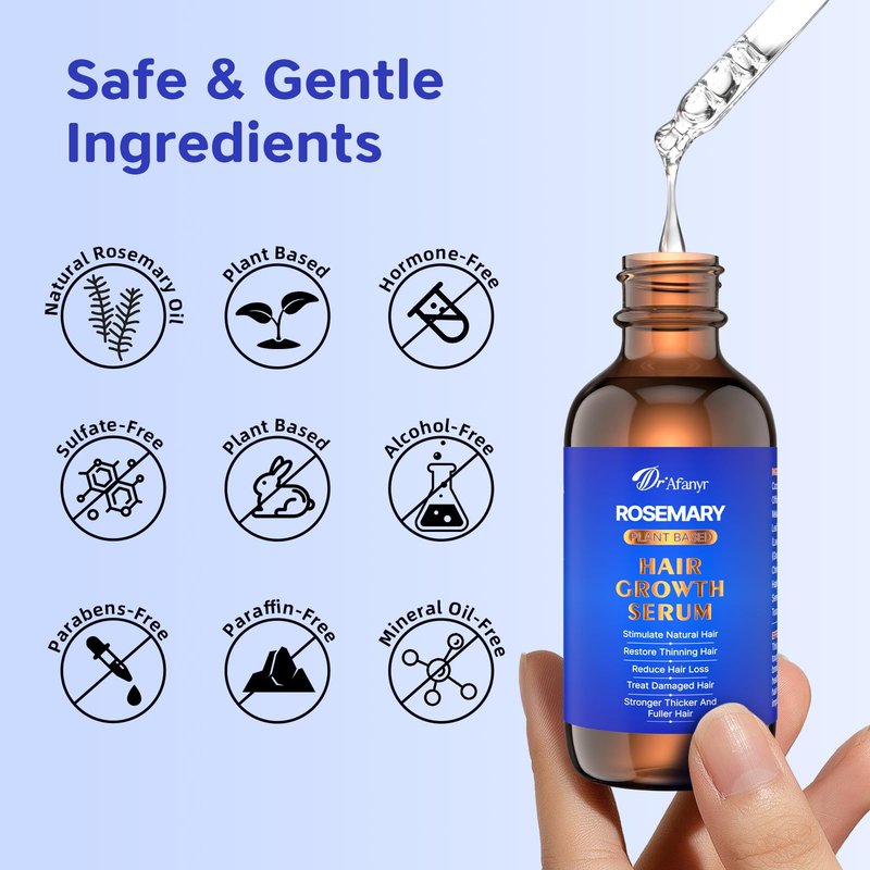 100% Natural Hair Oil with Rosemary & Saw Palmetto, Nourishing Treatment for Dry Damaged Hair, Smooth Frizz & Strengthen Strands for Silky Soft Shine