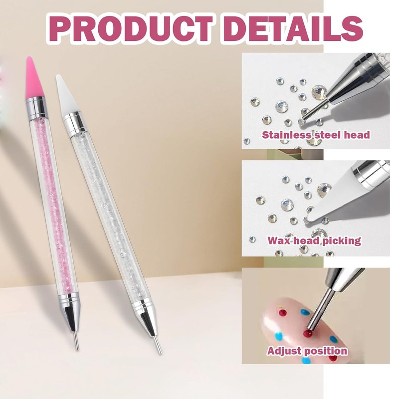 Rhinestone Picker Applicator Kit - 7 Pcs Nail Art Tools for Bedazzling & Gem Design | Includes Wax Pencil