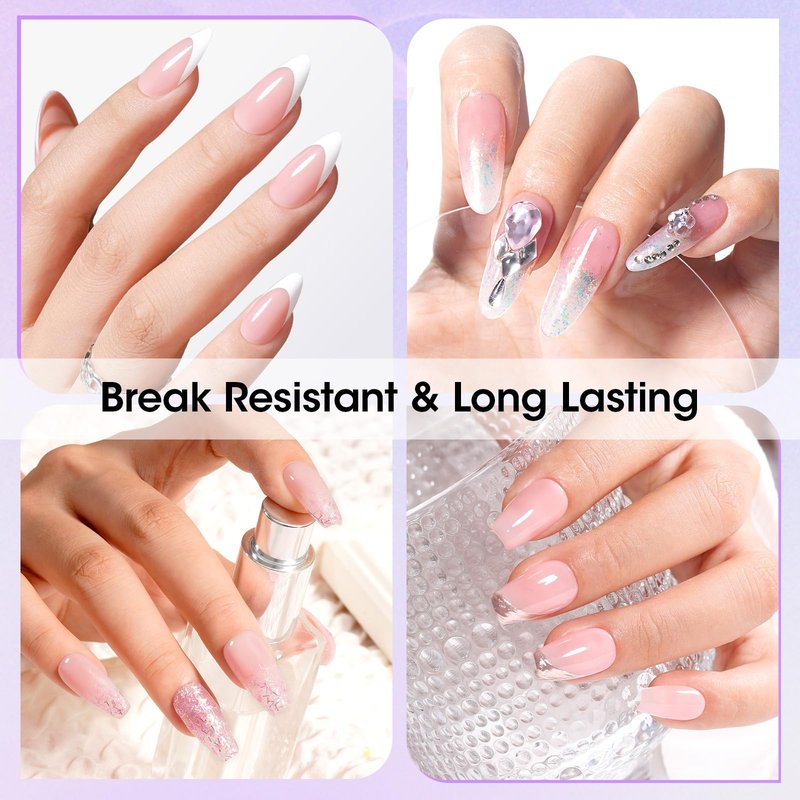 Gellen 5 in 1 Nail Glue for Nail Tips, 15ML Curing Needed UV Glue Gel for Clear Press on & Acrylic Nails, 28+ Days Long Lasting Adhesive Gel, DIY Home Salon Manicure