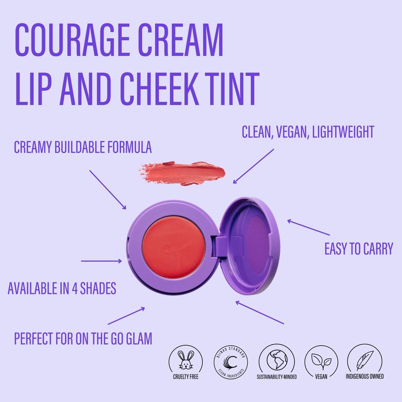 Cheekbone Courage Cream Lip & Cheek, Heartberry, Multi-Use Cream Color for Lips and Cheeks, Buildable, Pigmented Formula with Jojoba Oil, Recyclable Packaging, Vegan & Cruelty Free, 0.14 oz.