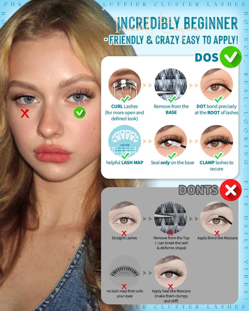 PHKERATA Wispy Lash Clusters Natural Eyelash Clusters 180Pcs Cluster Eyelash Extensions C Curled Cluster Lashes DIY Individual Lashes Soft Eye Lash Extension with Ultra-thin Band, 10-16MM
