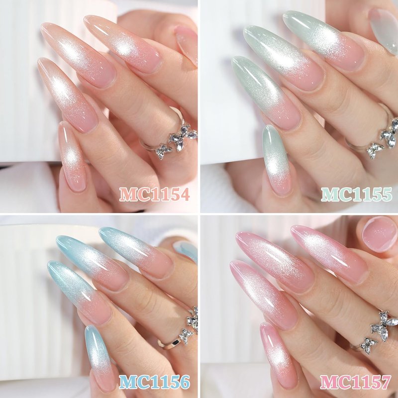 Cat Eye Gel Polish Set - 6 Colors Shimmer Glitter with Holographic Effect | Magnetic UV Nail Art Kit