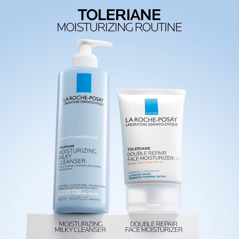 La Roche-Posay Toleriane Moisturizing Milky Cleanser, Gentle Face Cleanser with Glycerin for Dry, Sensitive & Allergy-Prone Skin, Face Wash for Hydration, Makeup Remover Cleanser, 13.5fl oz