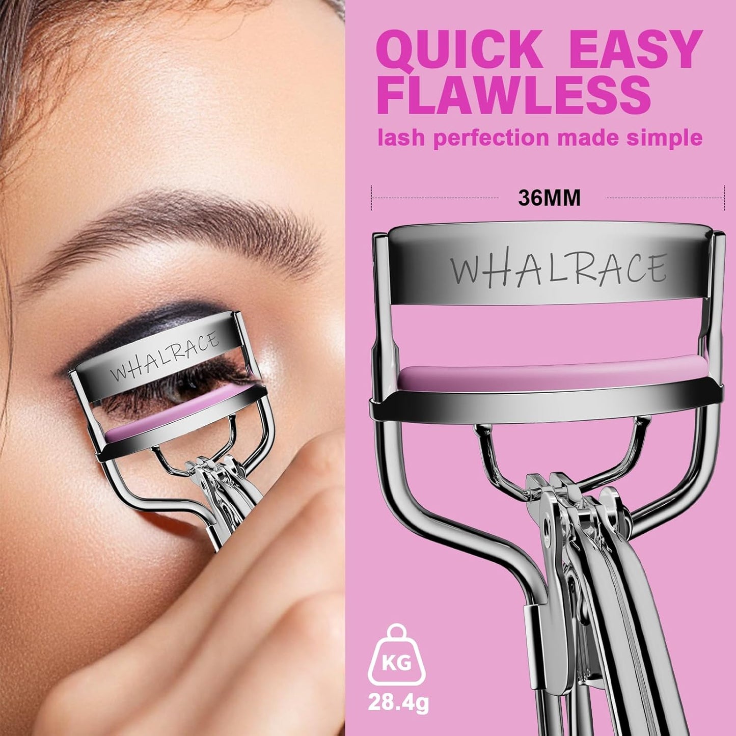 Whalrace Eyelash Curler - Superior Curling Effect with 6 Extra Replacement Strips | Easy Grip Design