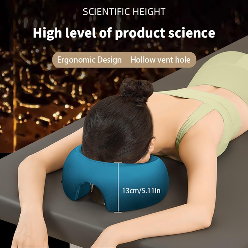 OSZZT Memory Foam Prone Massage Pillow - Ergonomic Face Down Pillow for Massage Table, Home Sleeping & Post-Surgery Recovery Comfortable Face-Down Sleeping & Spa Use (Klein Blue)