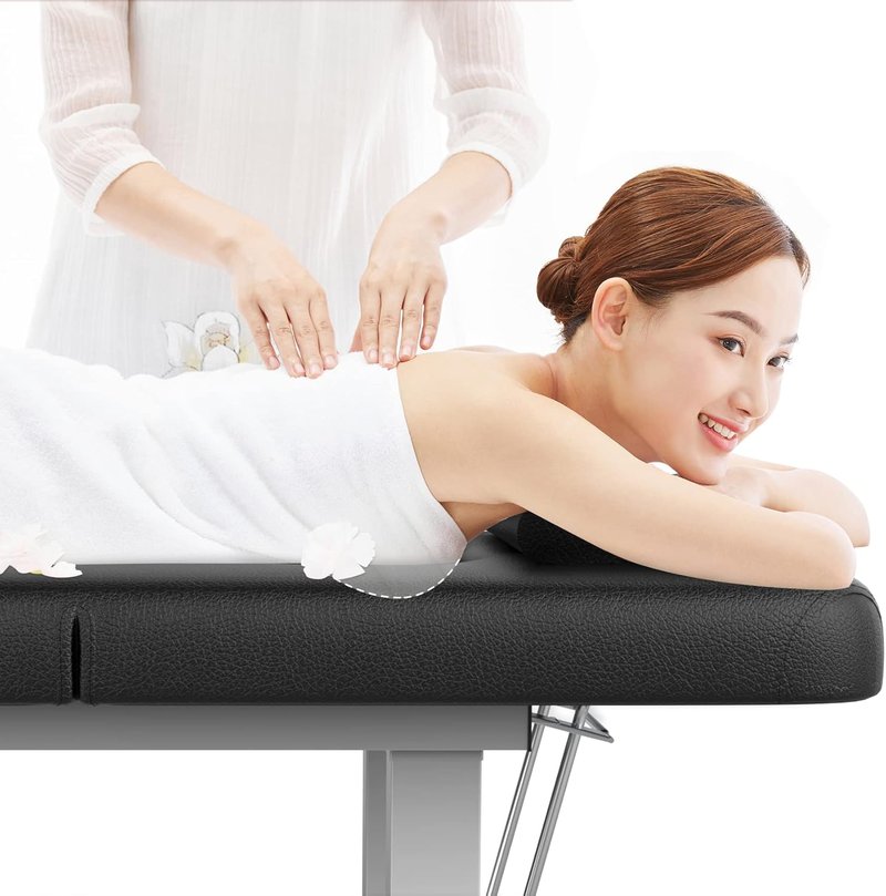 Metal Frame Wide Stationary Massage Table - Heavy Duty PU Leather Spa Treatment Bed | 31.5'' Wide, 75'' Long, Black