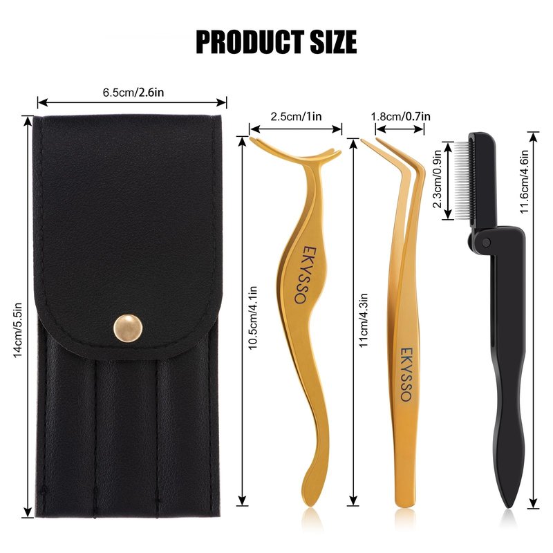 Lash Applicator Tools, 3-in-1 Cluster Eyelash Applicator Kit, Precision Lash Tweezers for Clusters & Strip Lashes, DIY Eyelash Cluster Tweezers Set