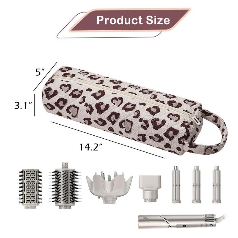 RSRSLEII Quilted Hair Tools Travel Bag，Hair Styling Accessories Storage Case for Shark FlexStyle, Dyson Airwrap Hair Dryer, Curling Iron, Revlon Hair Tools，Portable and foldable(02Leopard print)