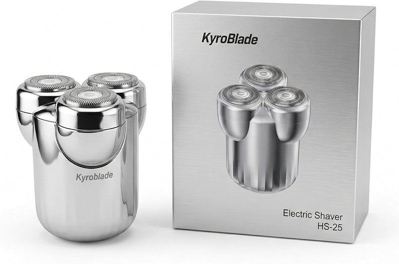 Mini Electric Shaver - Portable Travel Razor with Magnetic 3-Blade Head | IPX7 Waterproof, Quiet 6500 RPM Motor, USB Rechargeable, Silver