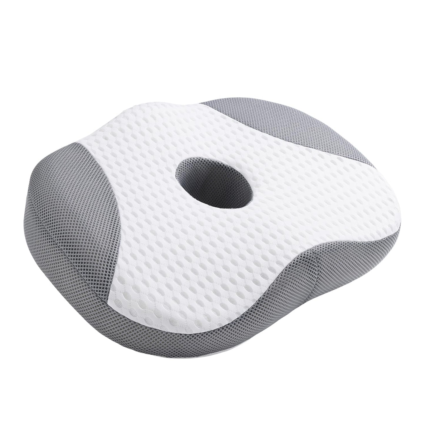Idle Hippo Hot Tub Booster Seat, 4D Air Mesh Hot Tub Pillow with Powerful 6 Non-Slip Suction Cups, Ergonomic Booster Cushion, Quick Dry Spa Pillow for Indoor Outdoor Hot Tub-White/Grey