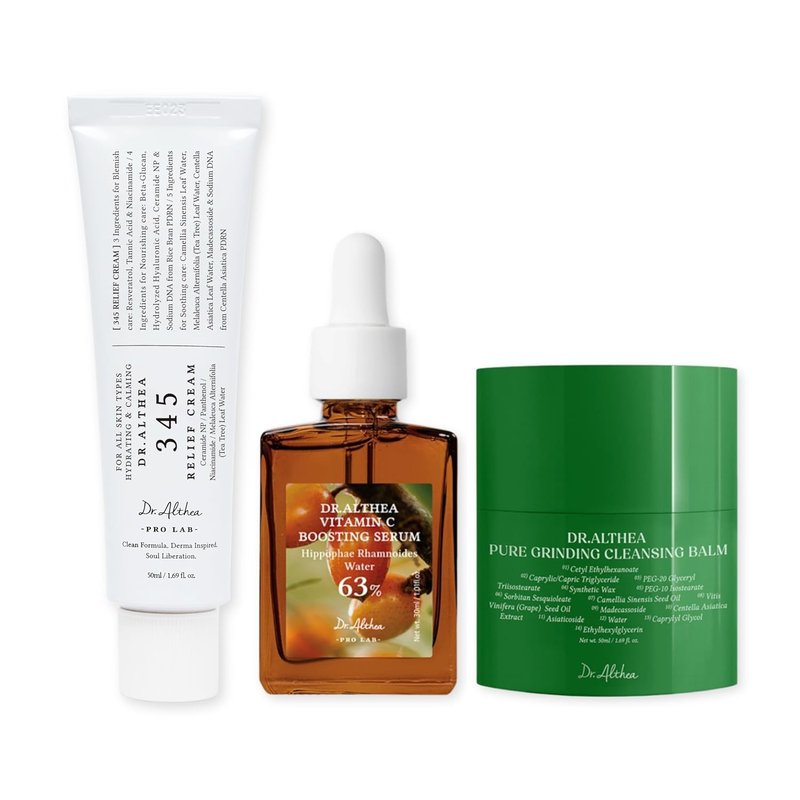 Dr.Althea Best Trio Set - Soothing Cream, Gentle Cleanser & Dark Spot Serum | Korean Vegan Skincare for All Skin Types