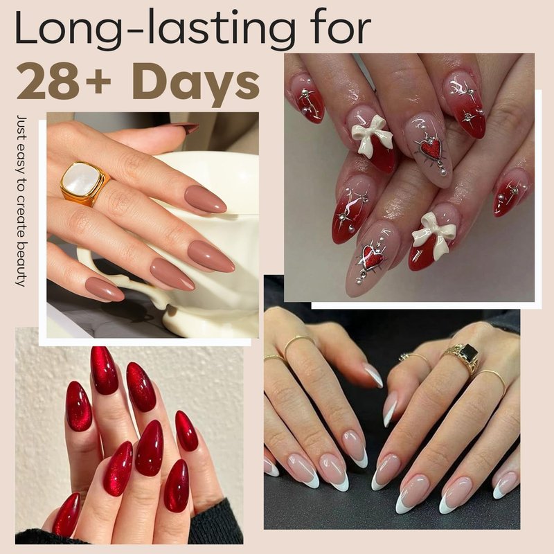 Modelones Medium Almond Nail Tips - Pre-Shaped Full Cover Fake Nails | 216PCS in Clear, 12 Sizes