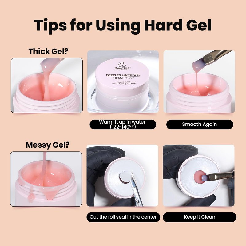 Beetles HEMA-Free Hard Gel for Nails,0.5 oz 9 in 1 Pink Glitter Mini Size Hard Gel for Nail Extension & Strengthening Broken UV LED Lamp Cured Salon for Professional Nail Techs Women