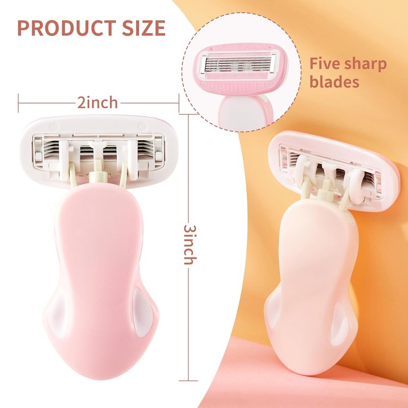 BeautyGlow Travel Razor for Women - Extra Smooth 5-Blade Mini Razor with Case & Gift Box | Pink
