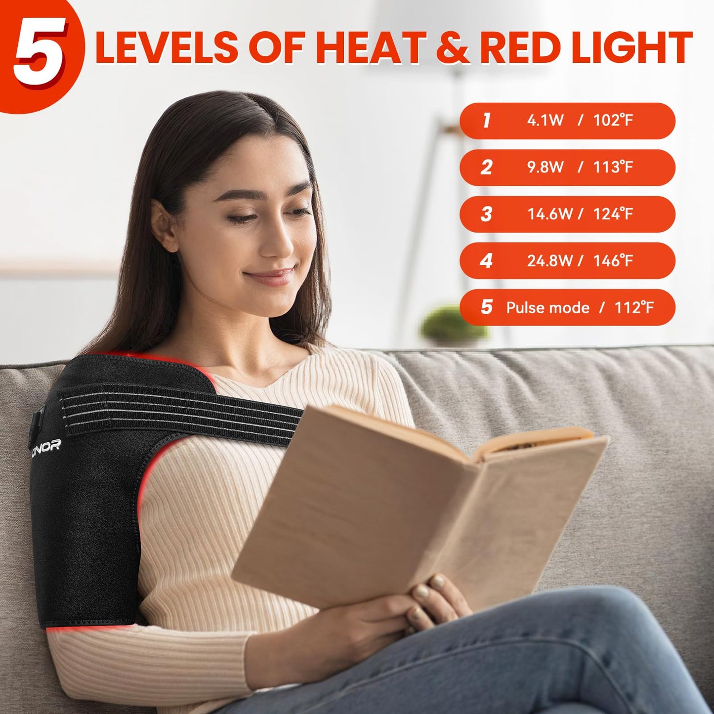 Viconor Red Light Therapy for Shoulder Pain Relief, Infrared Light Therapy for Body, Improve Joint Muscle, 660nm & 850nm Red Light Shoulder Wrap, Black1