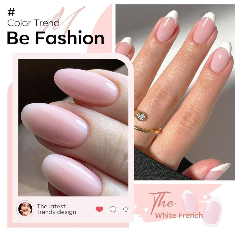 Modelones Gel Nail Polish Set - 2 Pcs 15ml French Manicure Kit in White & Nude Pink | Soak Off UV LED Gel for DIY Nail Art