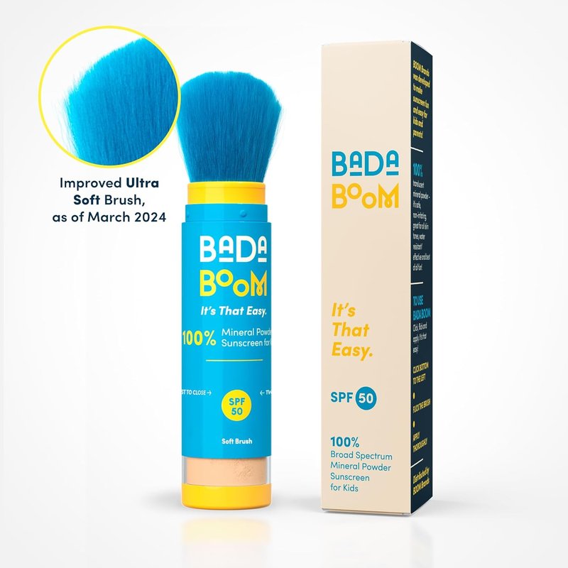 Bada Boom Mineral Sunscreen Powder - SPF 50 Brush-On Formula for Kids & Sensitive Skin