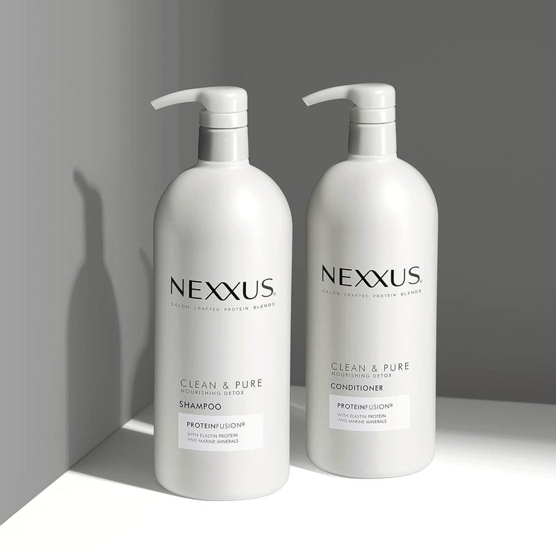 Nexxus Clean and Pure Clarifying Shampoo & Conditioner 2-Pack - Nourishing ProteinFusion, Paraben-Free, 33.8 oz