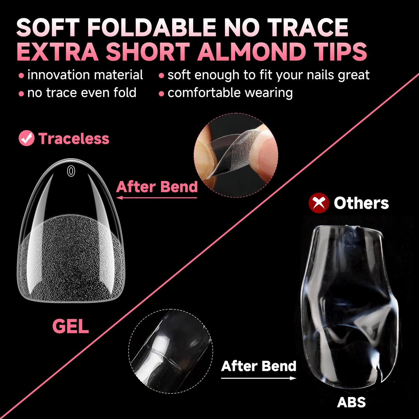 UNA GELLA Extra Short Almond Nail Tips 12 Sizes Short Almond Gel Nail Tips 120Pcs Soft Gel Clear Full Cover Nails Tips Acrylic False Nails Press On Nails for Extensions DIY Salon
