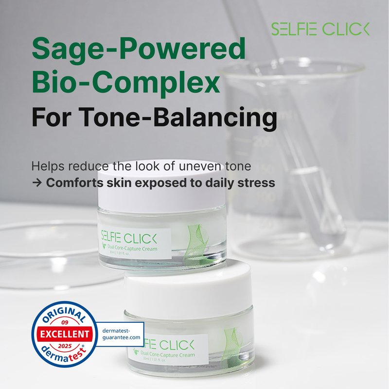 SELFIE CLICK Dual Core Deep Collagen Cream, Niacinamide, Ceramide & Hydrolyzed Collagen for Glowing & Lifted Skin, Hydrating & Firming Moisturizer, Korean Skin Care (1.01 Fl Oz / 30ml)