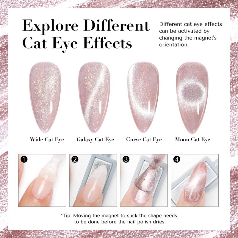 AZUREBEAUTY Cat Eye Nail Polish - Quick Dry Nude Glitter for Salon-Quality Shine | Perfect Gift for Women