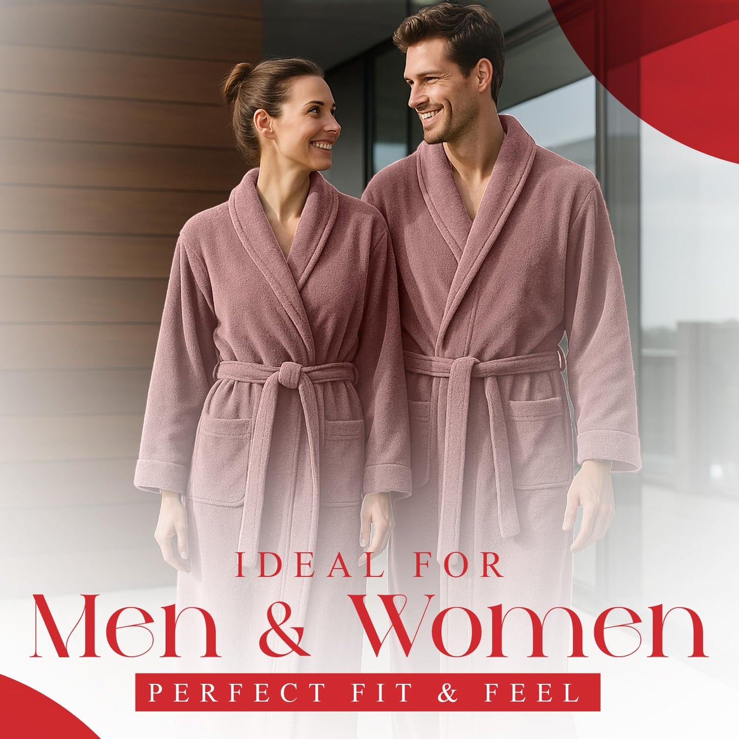 RIVERSIDE Premium 100% Cotton Terry Bathrobe For Women and Men - Soft Towel Robes with Shawl Collar Ajdustable Belt & Pockets