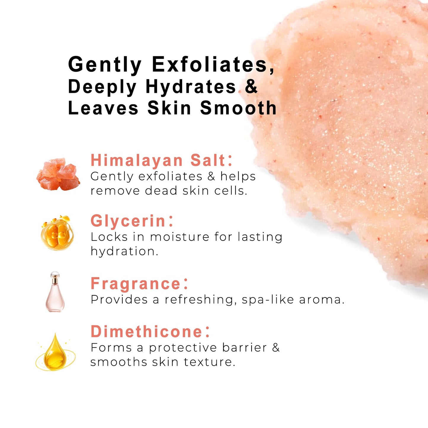 Dr.Yiman Himalayan Salt & Sugar Body Scrub, Lychee Scented Exfoliating and Moisturizing Scrub for Women – Gently Exfoliates, Hydrates and Smooths Skin for a Soft Glow, 10.58 oz