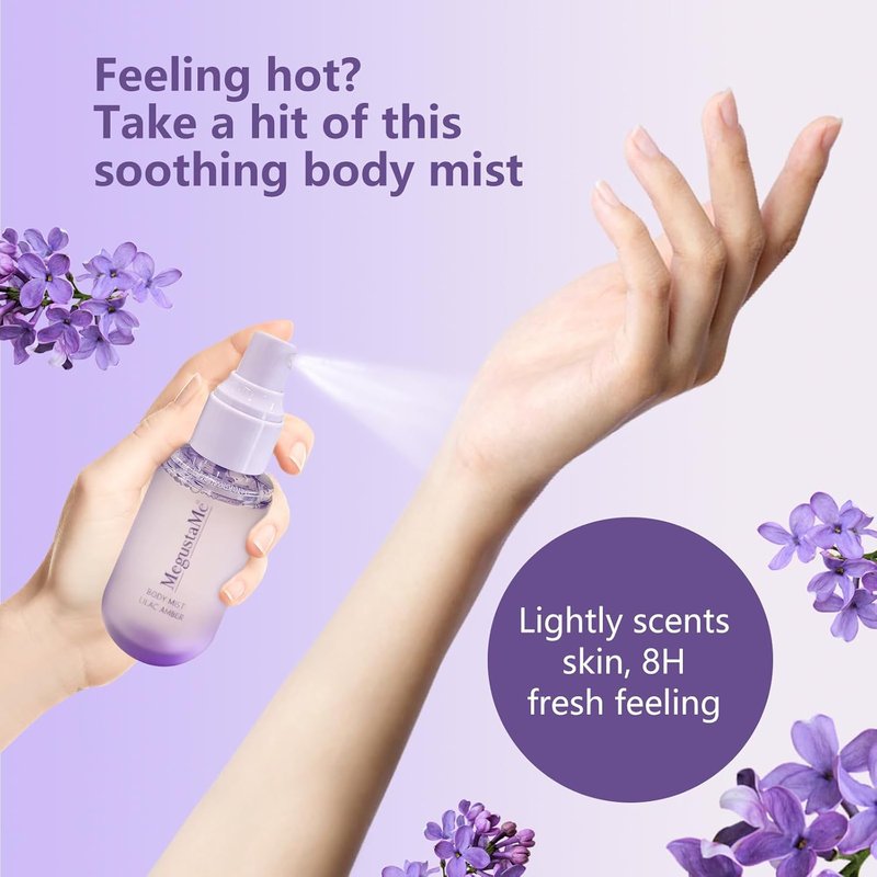 Lilac Amber Body Spray - Long Lasting Floral Woody Fragrance Mist | Paraben & Phthalate Free, 3.38 fl oz