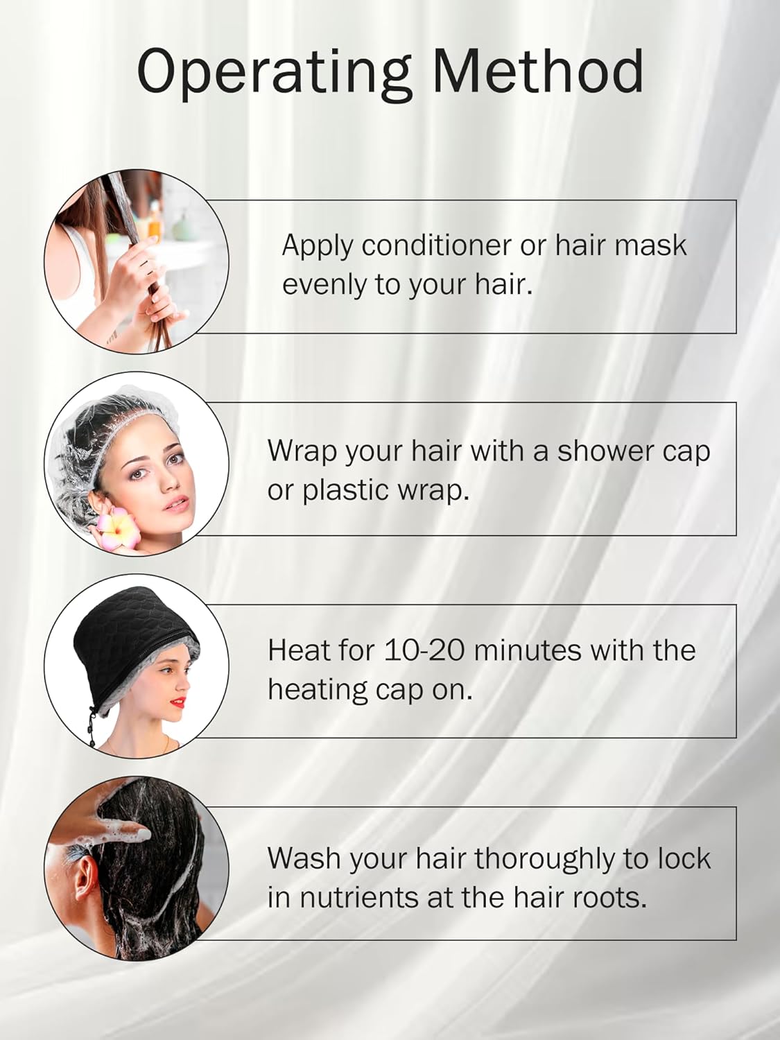 Watris Veiyi Hair Steamer - Deep Conditioning Heat Cap with 2 Temperature Settings | Home Spa Essential