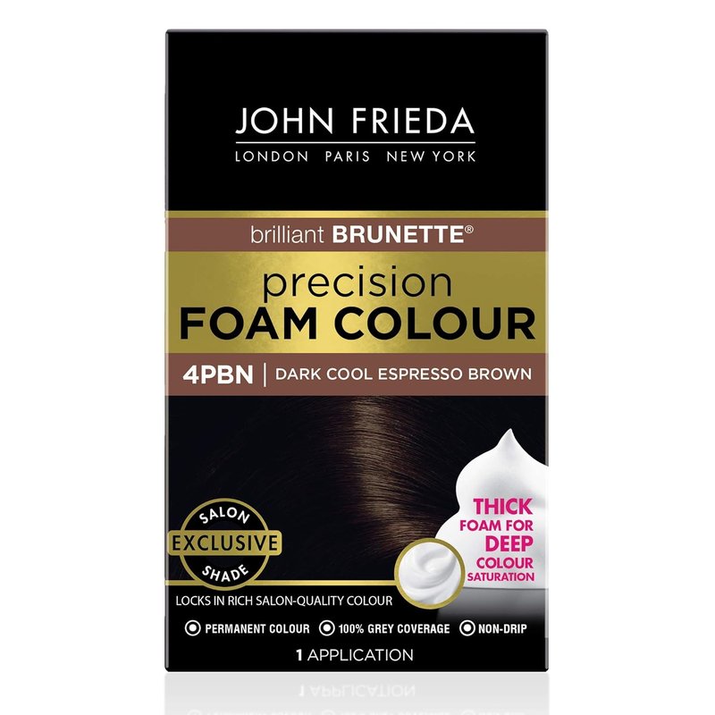 John Frieda Precision Foam Colour - Dark Cool Espresso Brown Hair Dye Kit | Full Coverage & Anti-Fade Gray Coverage