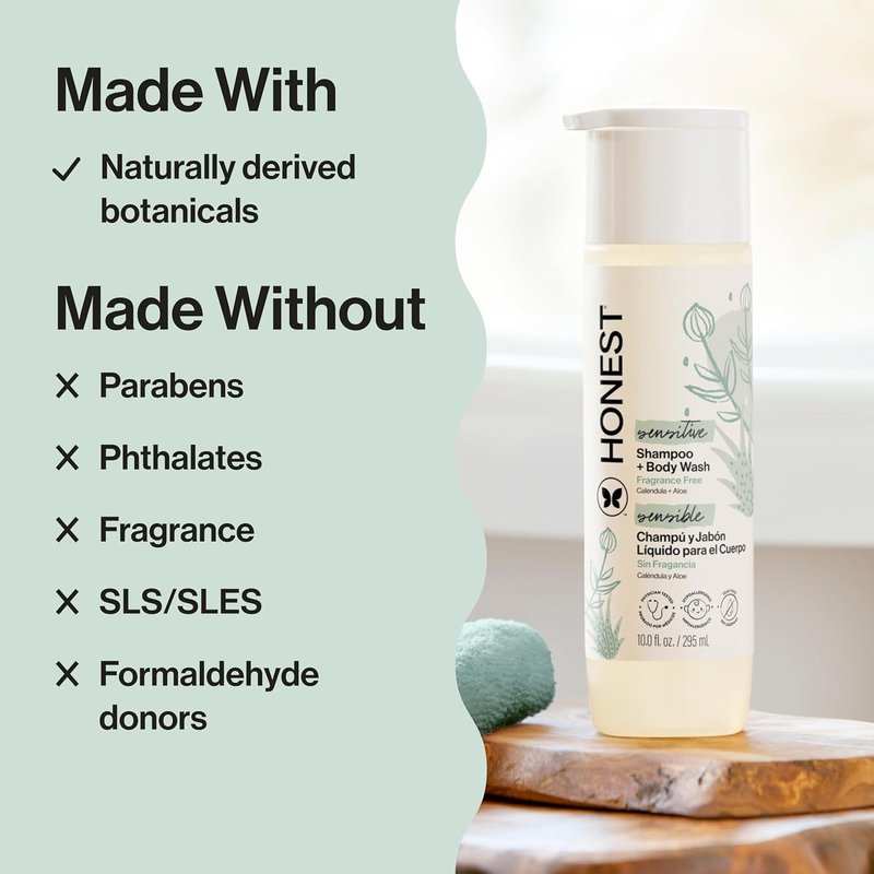Honest Company 2-in-1 Baby Shampoo & Body Wash - Fragrance-Free, Tear-Free, Hypoallergenic, 10 fl oz