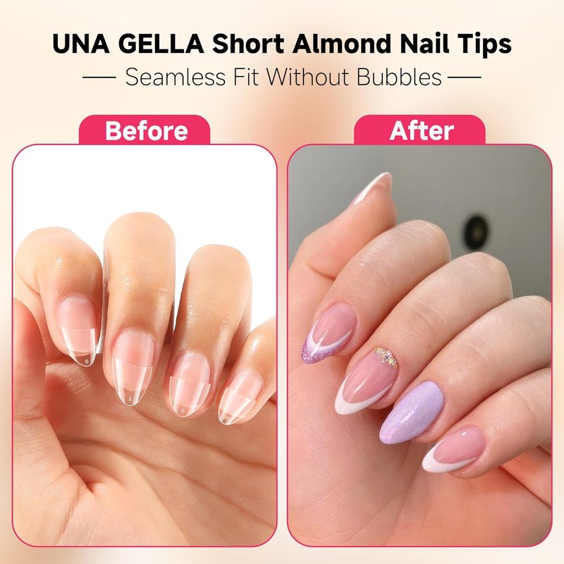 Almond Gel Nail Tips - 504PCS Extra Short Pre-Etched Acrylic | DIY Salon Quality Half Cover for Home Extensions