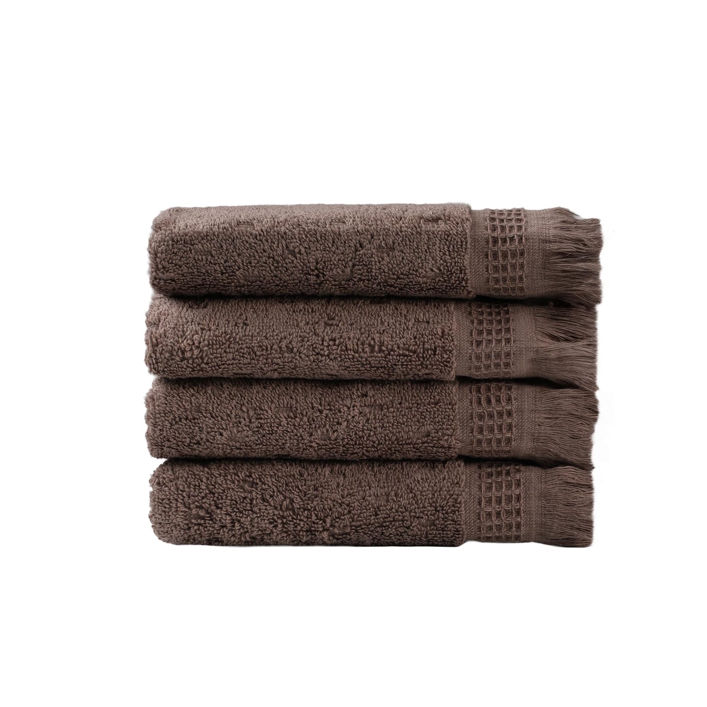 SOFE H&L | NADIAS Luxury Bath Towels Set of 4 Wash Cloths Coffee (13” x 13”) | Light, Premium, Soft, Durable, Absorbent | Turkish Washcloths for Face Cloths