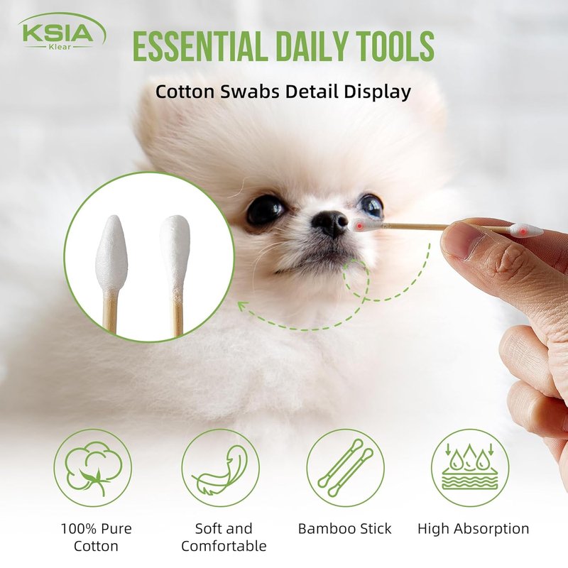 Klear Cotton Swabs - 500 Count Double-Tipped Buds for Makeup, Ears & Cleaning | Strong Wooden Sticks