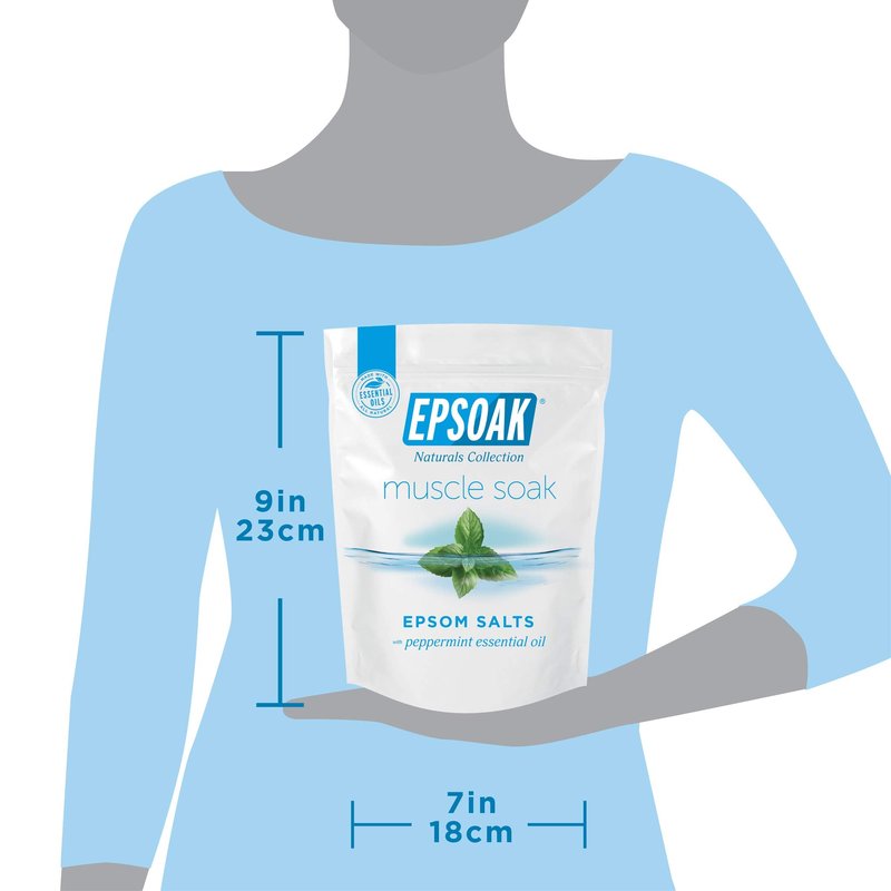 Epsoak Muscle Soak 2 lb. USP Magnesium Sulfate with Peppermint Scent Resealable Epsom Salt Bag, Made in The USA, Cruelty-Free Certified